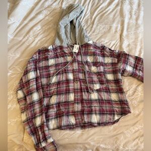 Aeropostale Cropped Flannel with Hood